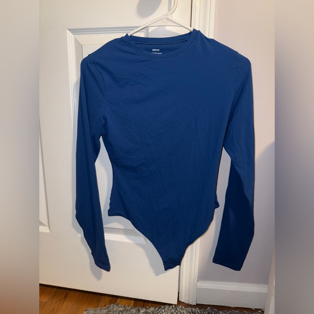 SKIMS Fits Everybody Sapphire Blue Long Sleeve Bodysuit NWT - size large